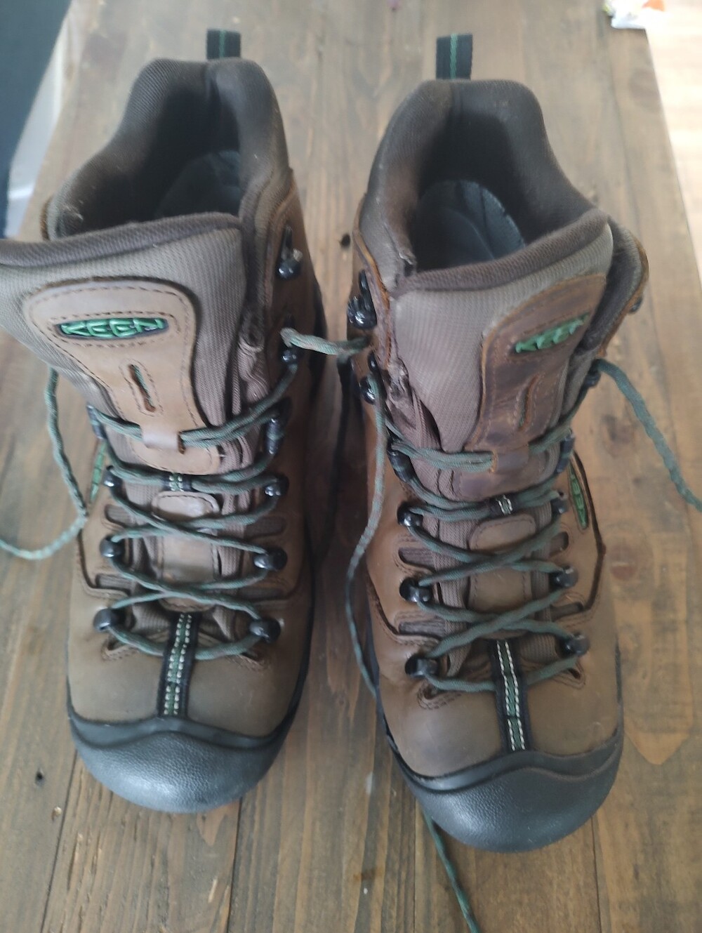 Keen Brown Hiking Boots with Green Accents